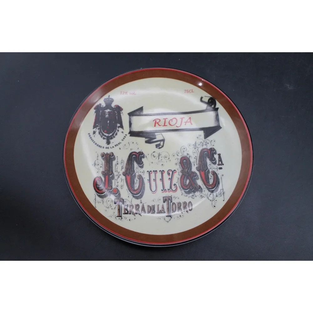 BIA Wine Label Appetizer Dessert Plates Set of 6 Boxed 6.5